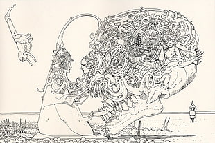 illustration of skull, artwork, graphic design, psychedelic