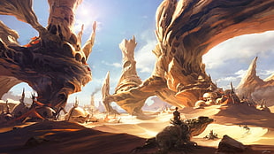 desert illustration, fantasy art, desert, Luke Skywalker, Star Wars