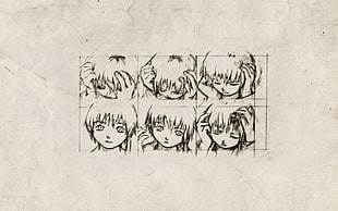 male anime character sketch, Serial Experiments Lain, Lain Iwakura