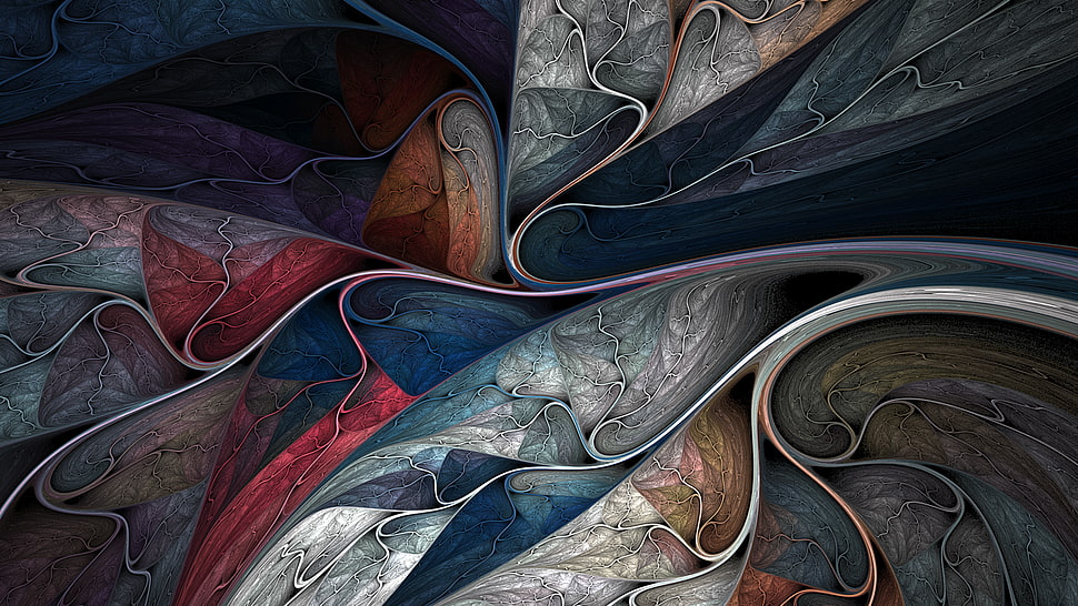 blue, gray, red, purple, and yellow abstract illustration, abstract, colorful HD wallpaper