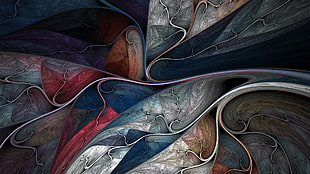 blue, gray, red, purple, and yellow abstract illustration, abstract, colorful