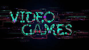 video games text, typography, video games, digital art