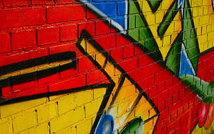 red, green, and yellow graffiti artwork, graffiti