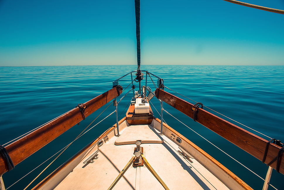 brown and green pool table, sea, boat, sky, horizon HD wallpaper