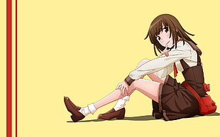 black haired female anime character illustration HD wallpaper
