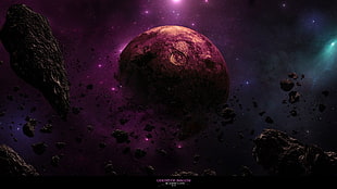 movie planet poster, planet, space, space art, asteroid