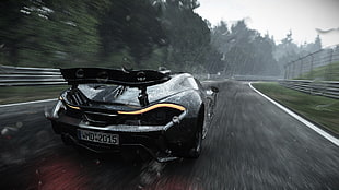 black and yellow sports car, McLaren P1, Driveclub, Project cars, nurburgring