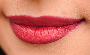woman's lips with red lipstick HD wallpaper