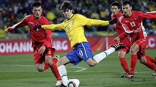 men's yellow and black jersey shirt, Kaká, Brazil
