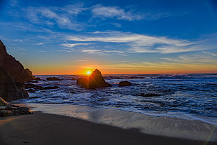 ocean view during sunset photo HD wallpaper