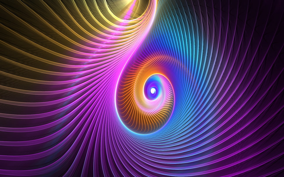 purple and yellow spiral illusion photo HD wallpaper