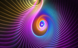 purple and yellow spiral illusion photo