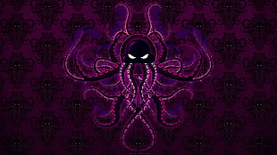 purple octopus artwork, digital art, octopus, hydra HD wallpaper