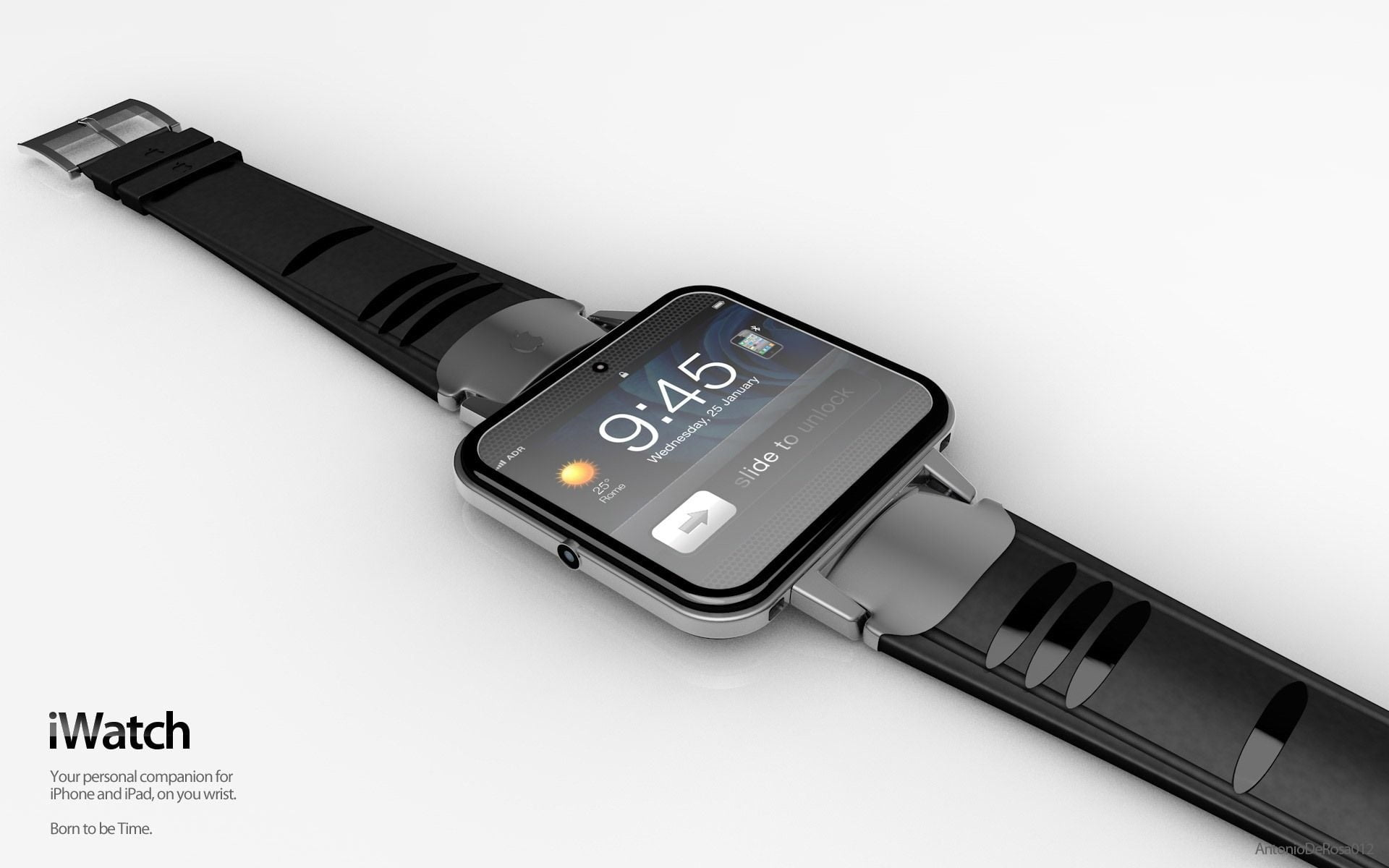 silver iWatch with black sports band