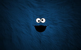 blue Sesame Street digital wallpaper, Cookie Monster, fur, blue