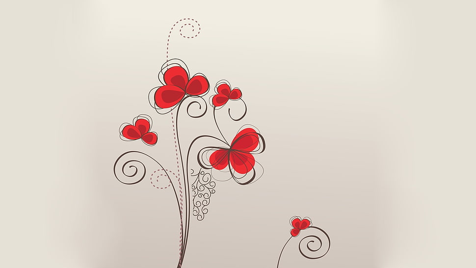 red and black flower painting HD wallpaper