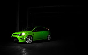 green coupe, Ford, ford focus, car, Ford Focus RS HD wallpaper