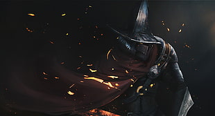 animated character with black hat, fantasy art, armor, magic, Dark Souls III