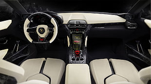 white and black vehicle interior, Lamborghini Urus, concept cars HD wallpaper