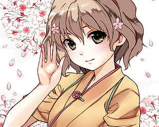 female anime character wearing beige shirt