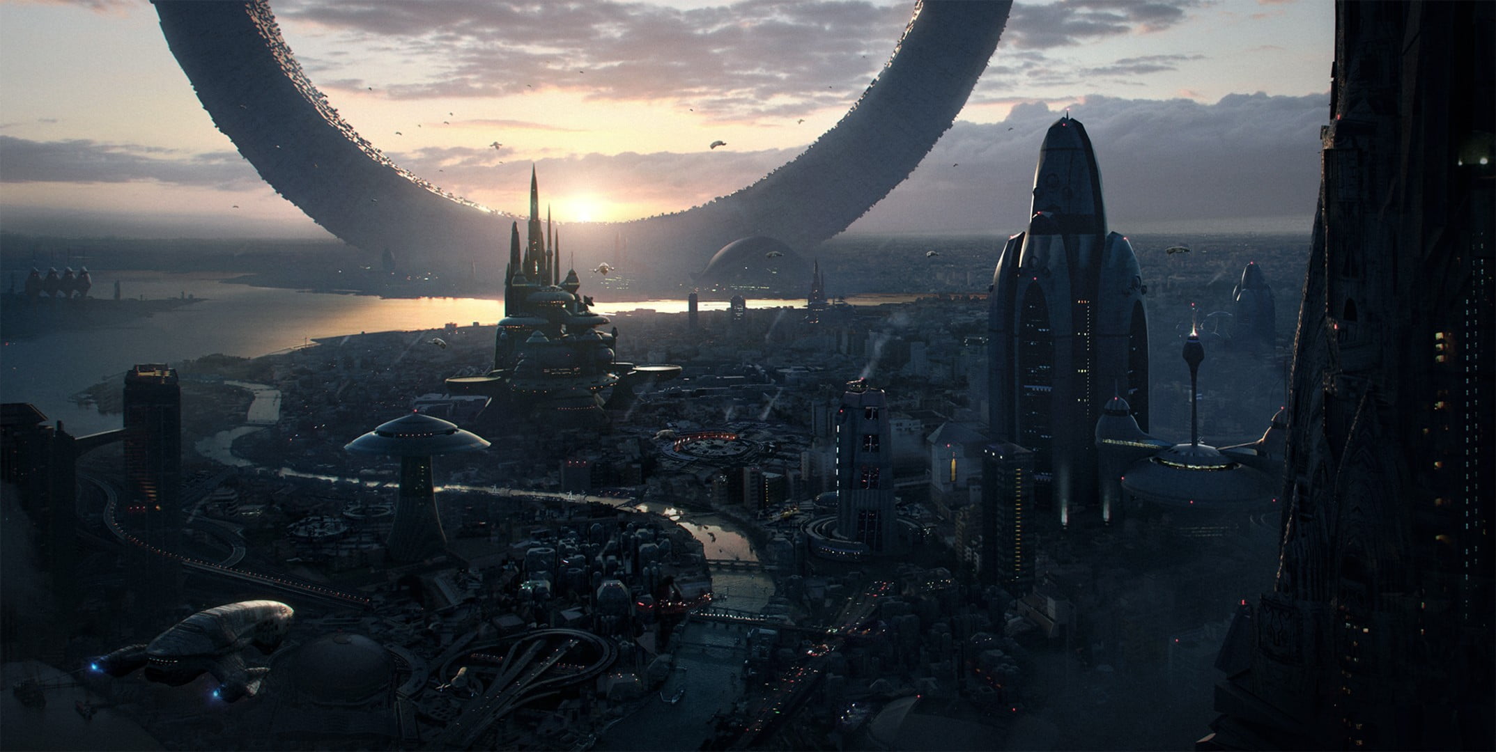 movie still screenshot, futuristic city, artwork, science fiction, futuristic