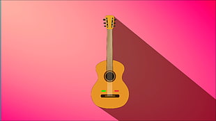 yellow acoustic guitar illustration HD wallpaper