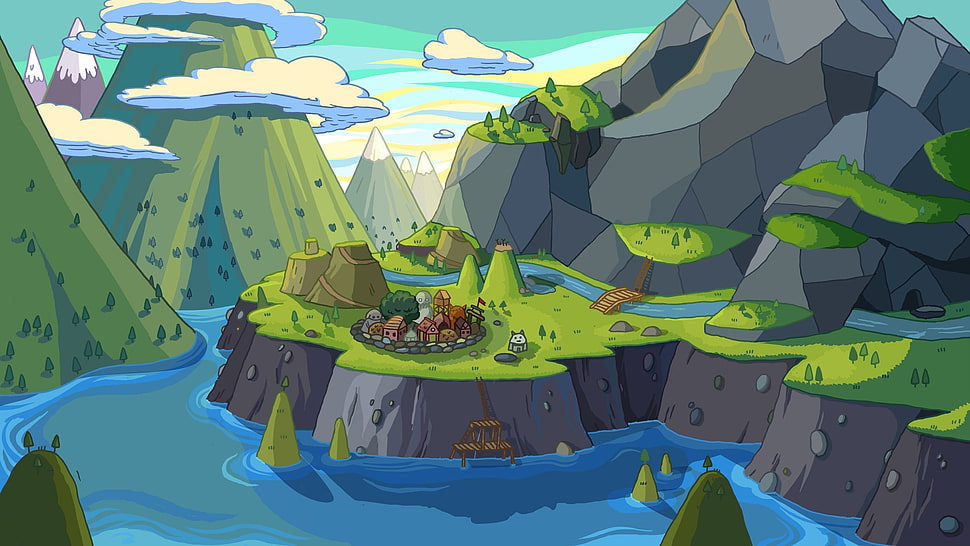 green and gray mountains game cover, Adventure Time HD wallpaper
