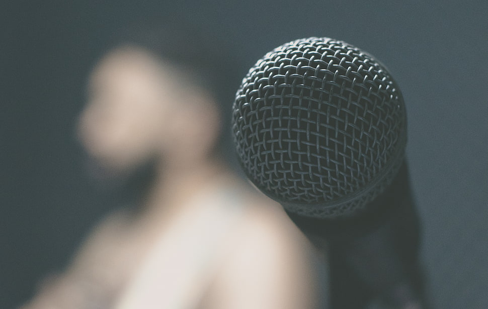 black microphone HD wallpaper