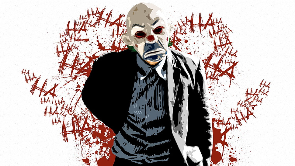 men's black suit jacket, Joker, clowns, The Dark Knight, MessenjahMatt HD wallpaper