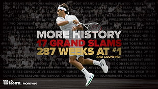 white polo shirt with text overlay, tennis, Roger Federer HD wallpaper