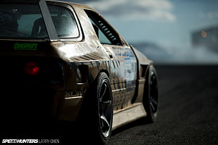 brown coupe, car, road, drift, vehicle HD wallpaper