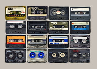 assorted-color tape music cartridges