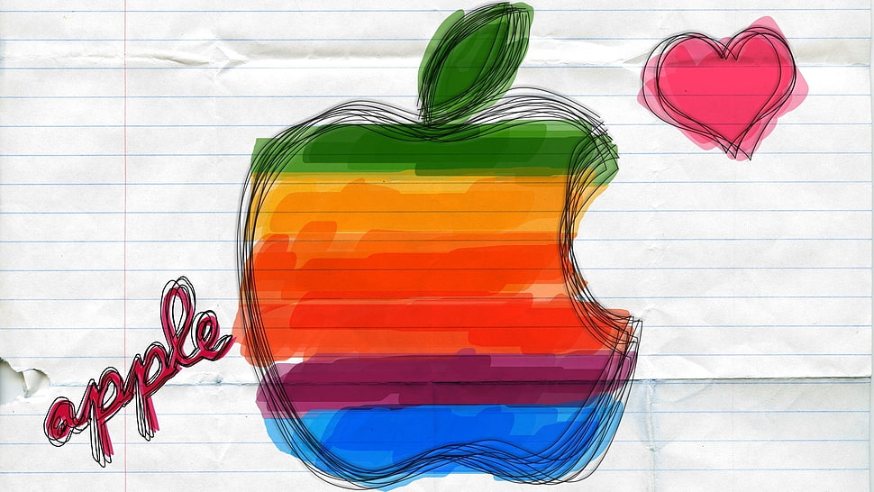 green and red glass vase, Apple Inc., logo HD wallpaper