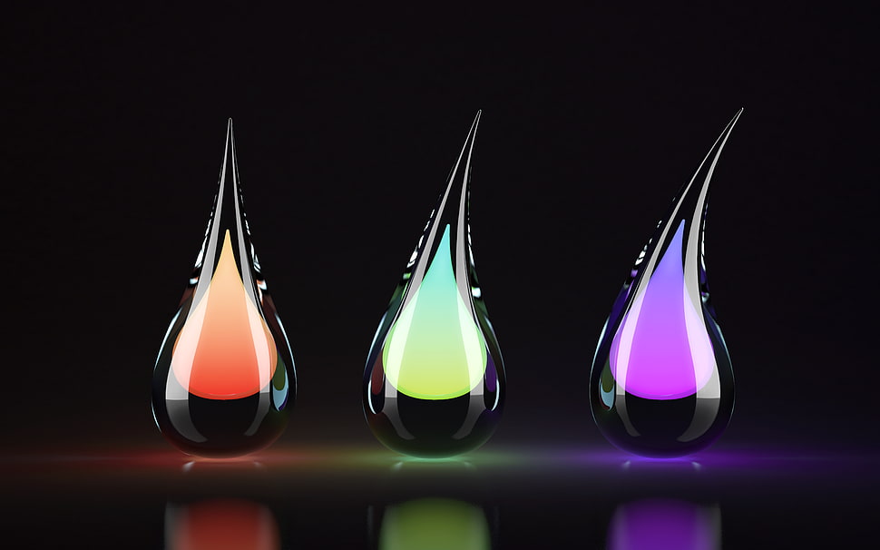 three assorted-color digital wallpaper, digital art, artwork, colorful HD wallpaper