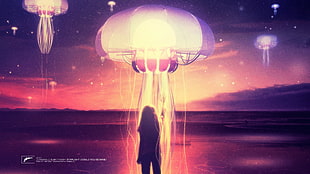 white jellyfish illustration, Axwell, Eternal Sunshine of the Spotless Mind, angel, jelly