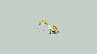 yellow demolition crane clip art, minimalism, humor, artwork HD wallpaper