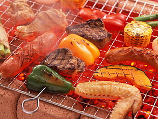 grilled food on closeup photography HD wallpaper