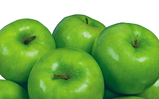 macro shot of green apples HD wallpaper