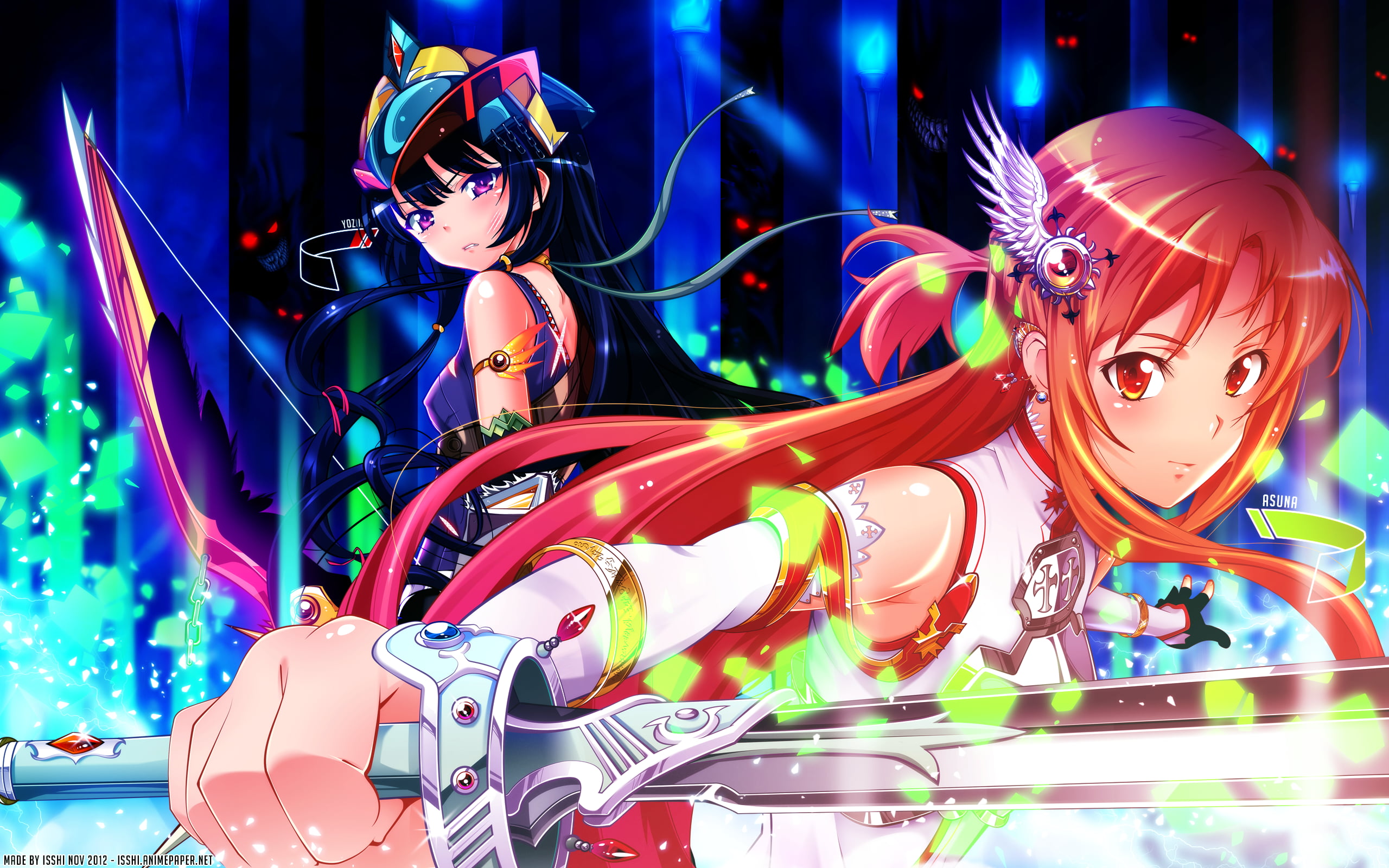 red-haired female anime character graphic wallpaper, Sword Art Online, Yuuki Asuna, Boku wa Tomodachi ga Sukunai, Mikazuki Yozora