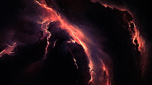 red and black illustration, nebula, space, Gas giant, 3D