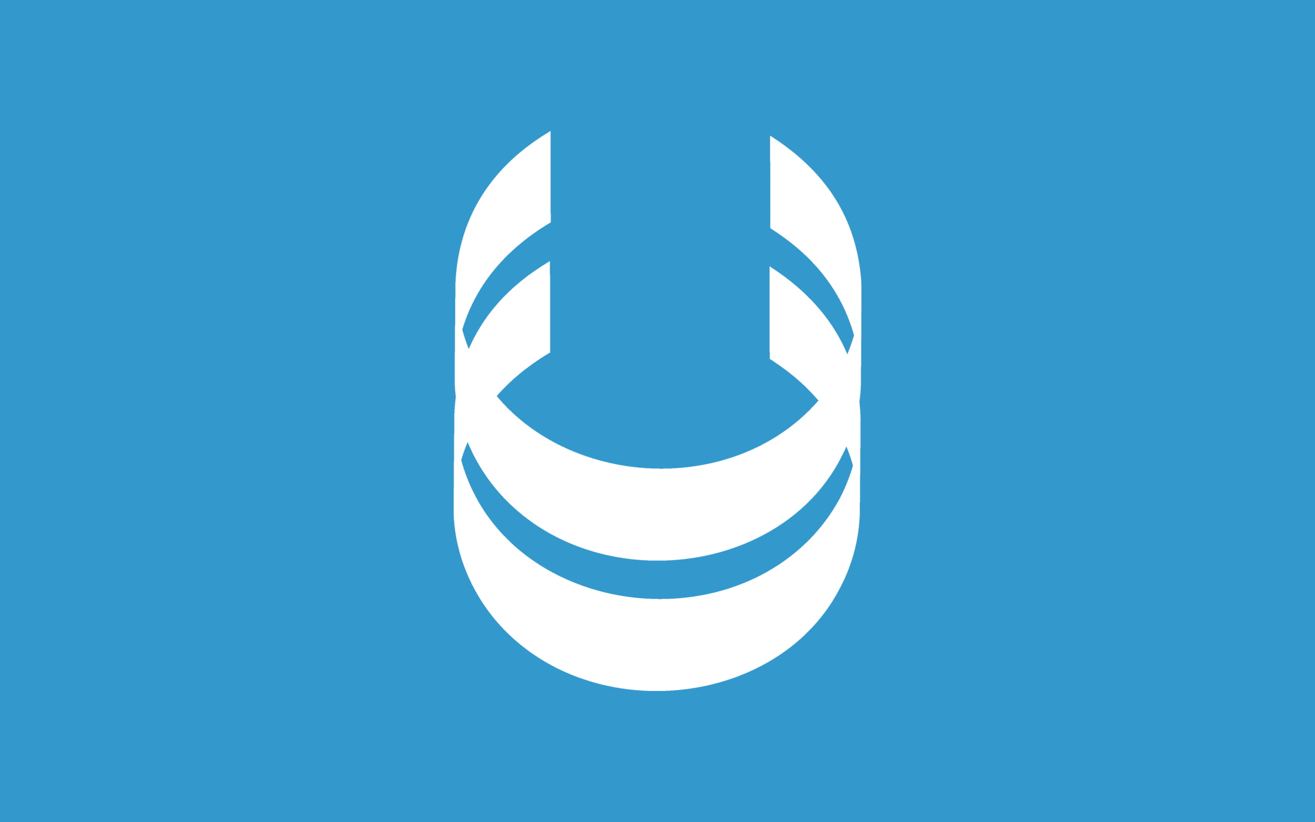 white and blue logo, minimalism, blue background, digital art, simple background