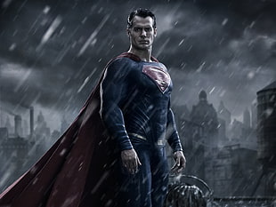 Superman near village during rainy day HD wallpaper