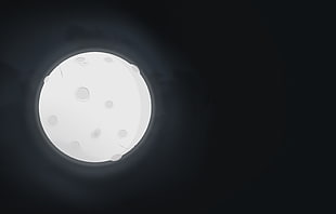 Moon, night, sky, digital art
