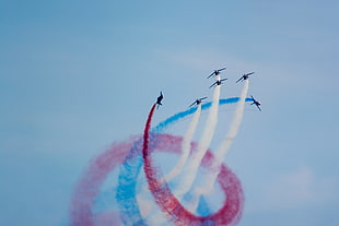 airshow display, airshows, airplane, Patrouille de France, french aircraft HD wallpaper