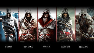 five Assassin's Creed character collage