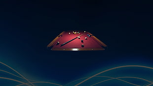red and black laptop computer, billiards, pool table, lights