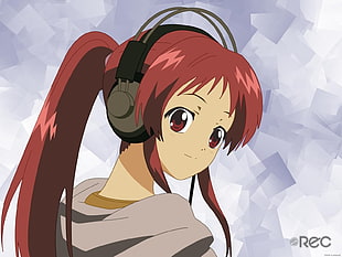 woman with red long hair animated character