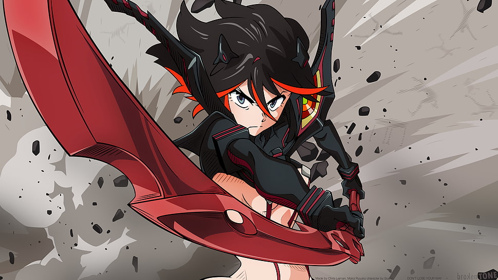 black haired anime character, Kill la Kill, Matoi Ryuuko HD wallpaper