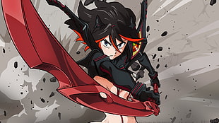 black haired anime character, Kill la Kill, Matoi Ryuuko HD wallpaper