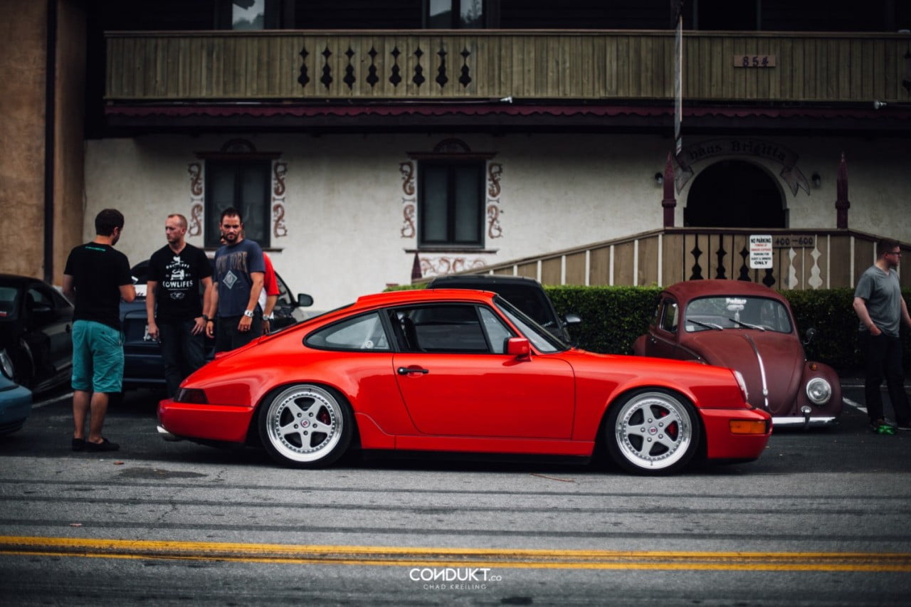 red convertible coupe, car, Porsche 911, tuning, Volkswagen Beetle